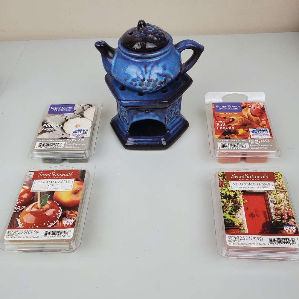 4 scented wax cubes, ceramic fireplace wax